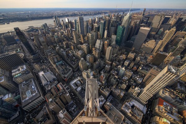 Panorama of New York skyscrapers from a height