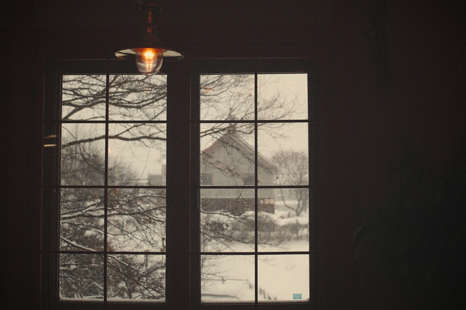 house window snow winter light