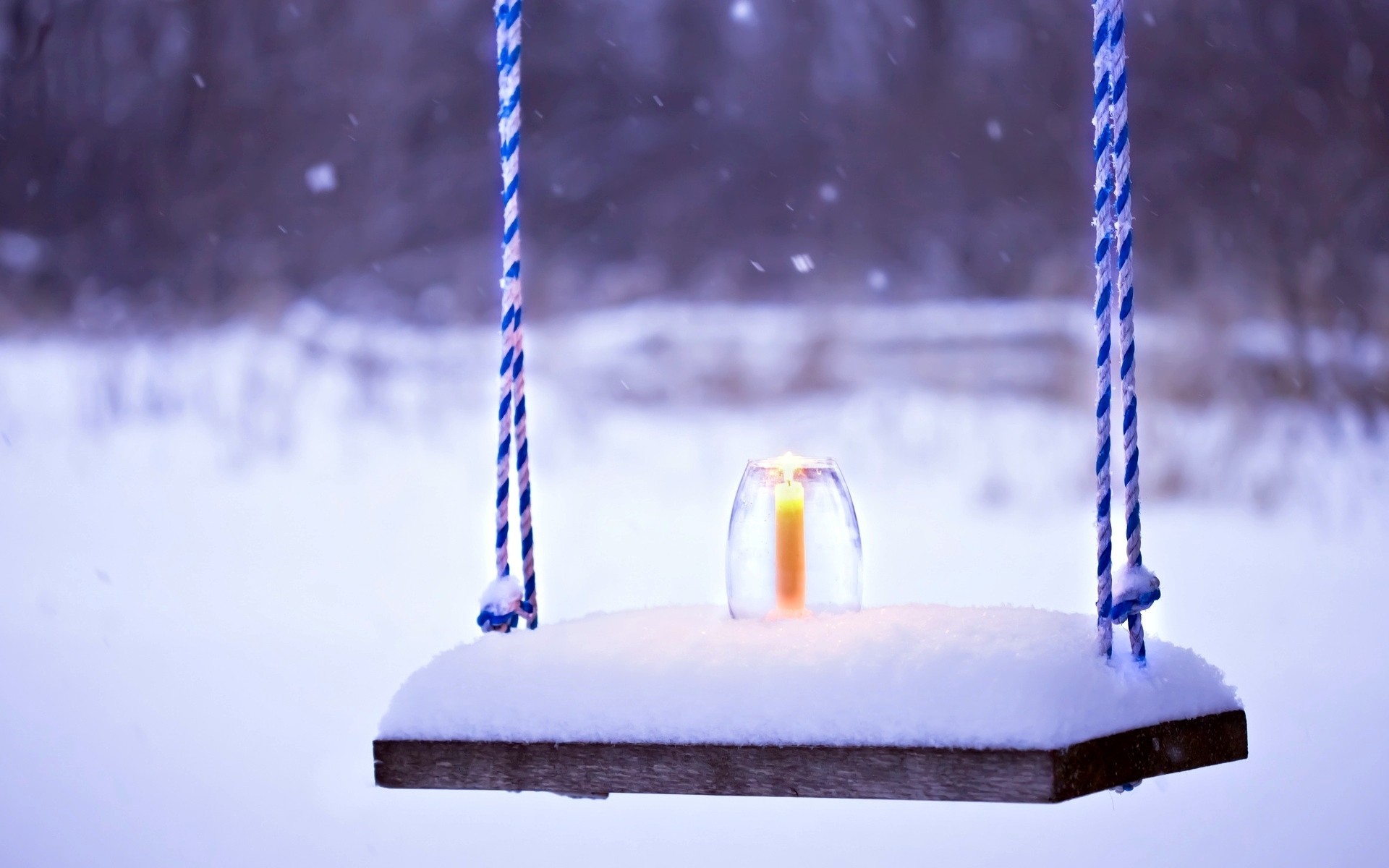 nieve estado de ánimo vela frío banco papel pintado fondo invierno