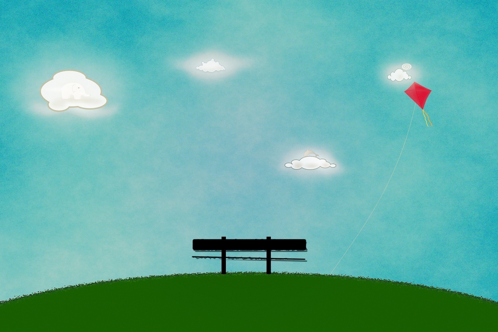 clouds illustration bench john sky clear day