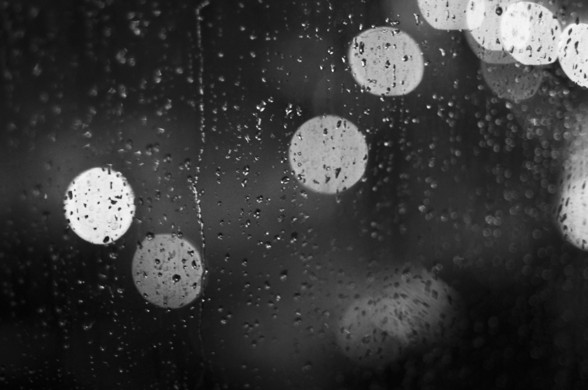 black and white bokeh rain water drop