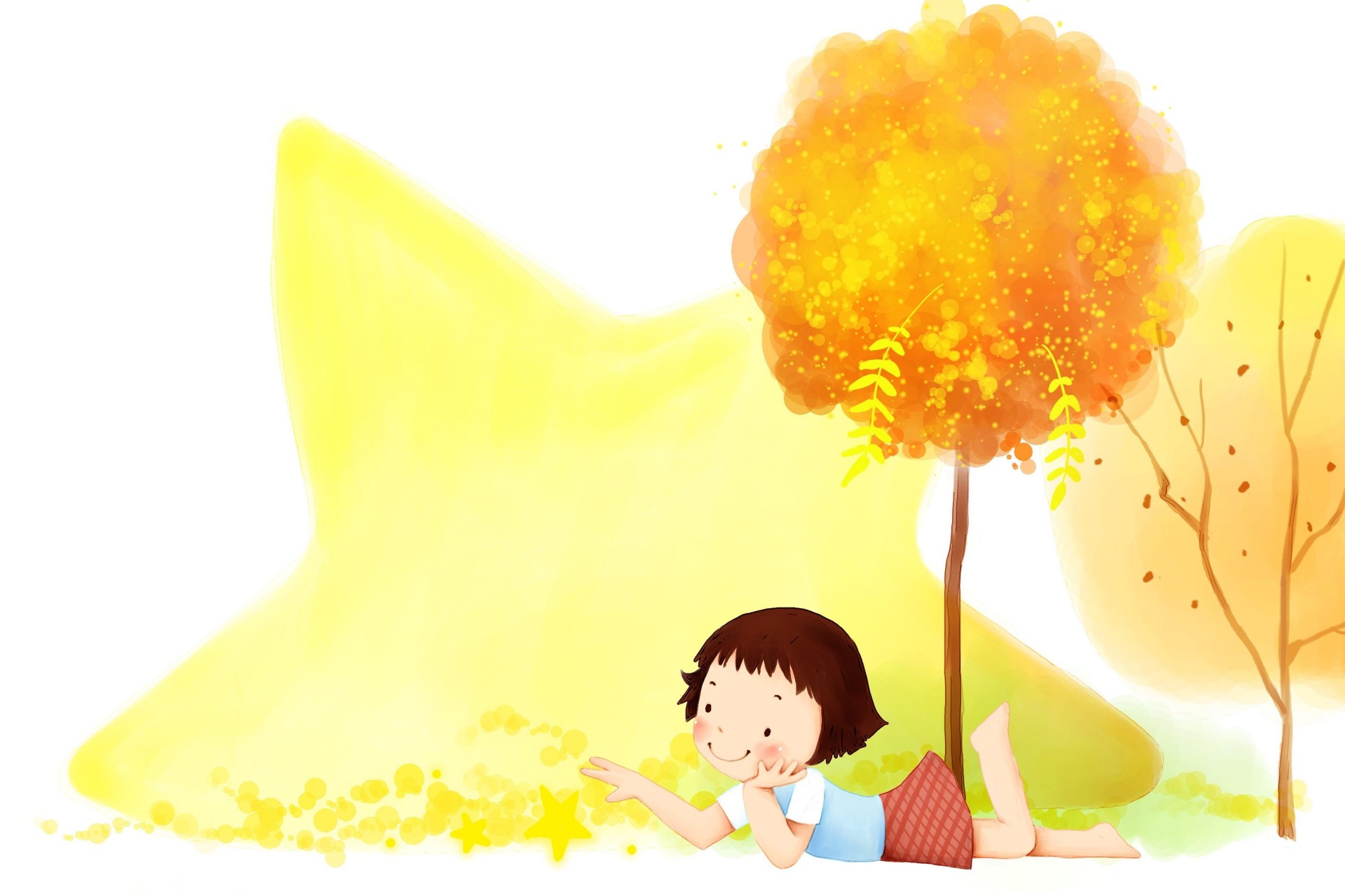 feuillage fille arbres papier peint pour enfants automne