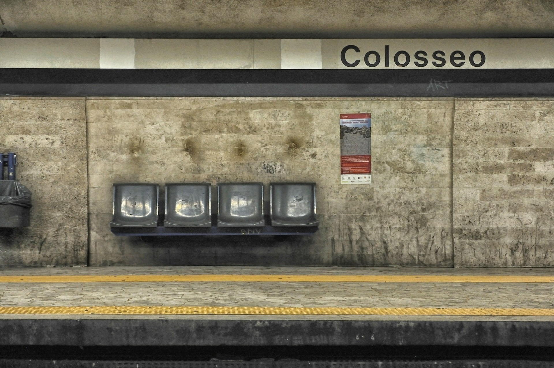 vintage underground stop station bench