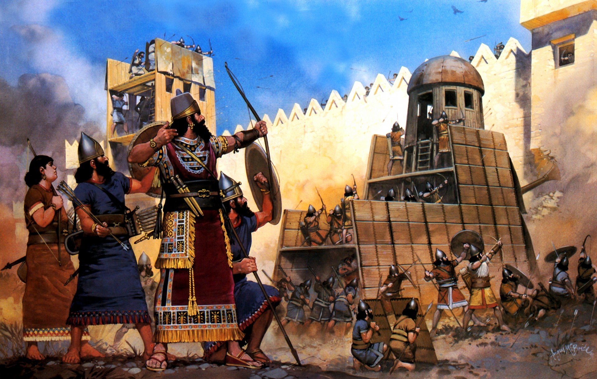 iege archers the assyrians ram mobile tower shield-bearers spearmen fortress attack