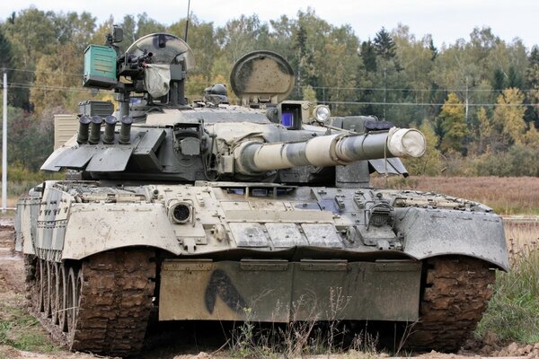 Military tank on the background of nature