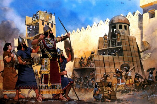 Siege of the Assyrians with a movable tower