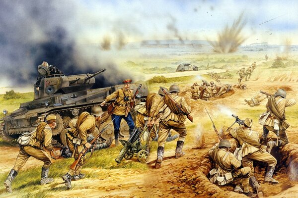 Battle on the battlefield during the war