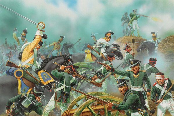 Gran batalla de Borodino. Soldados rusos