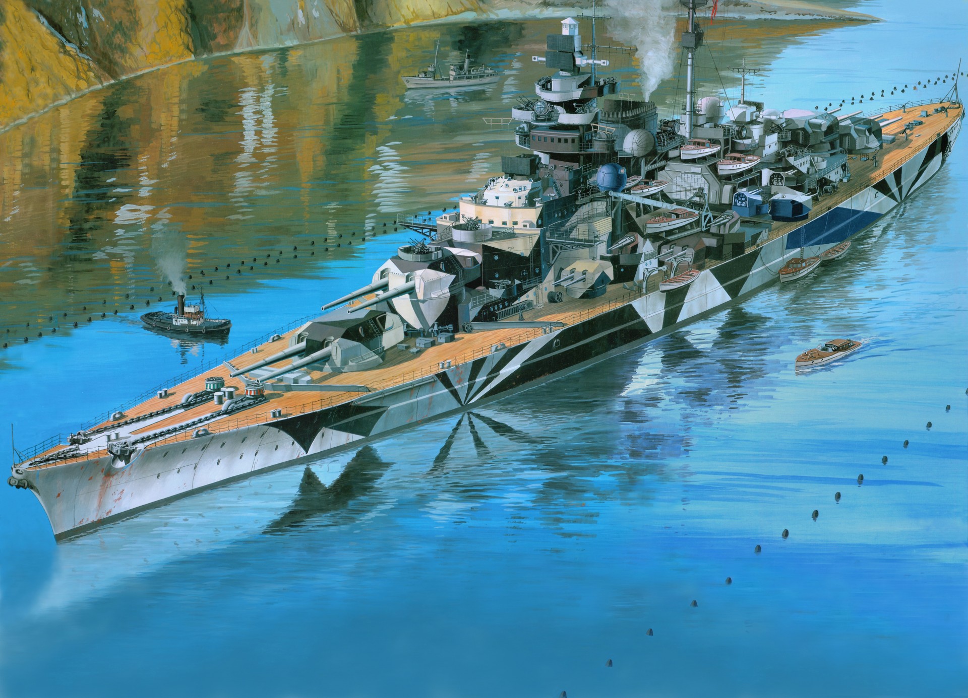 statek pancernik art tirpitz rysunek