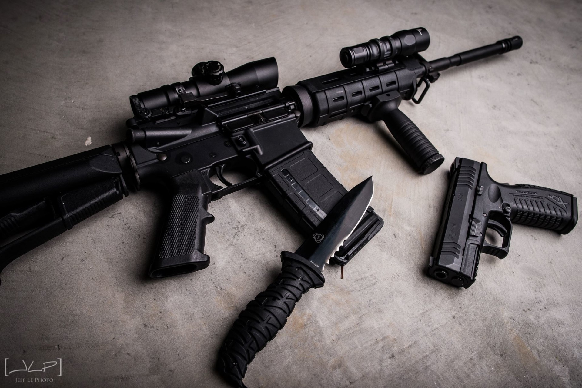 knife concrete black year ar-15 xdm the set assault rifle machine