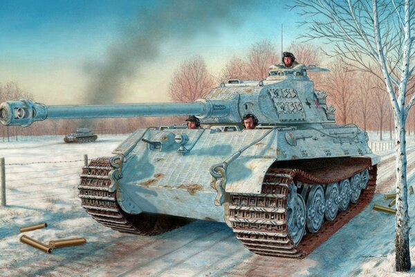 Der Panzer erobert die winterlichen Weiten des Waldes