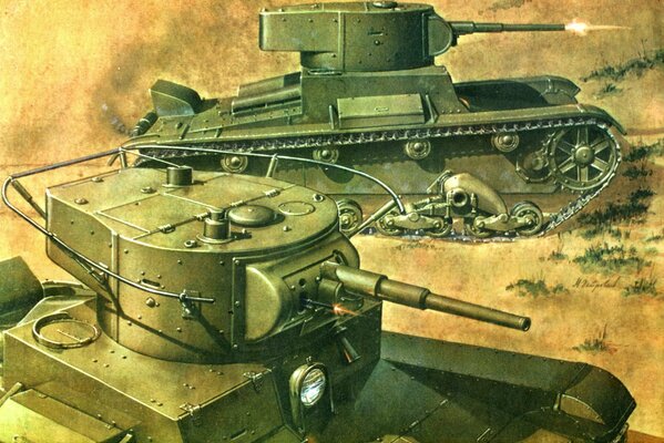 Rysunek czołgów z wojny radzieckiej
