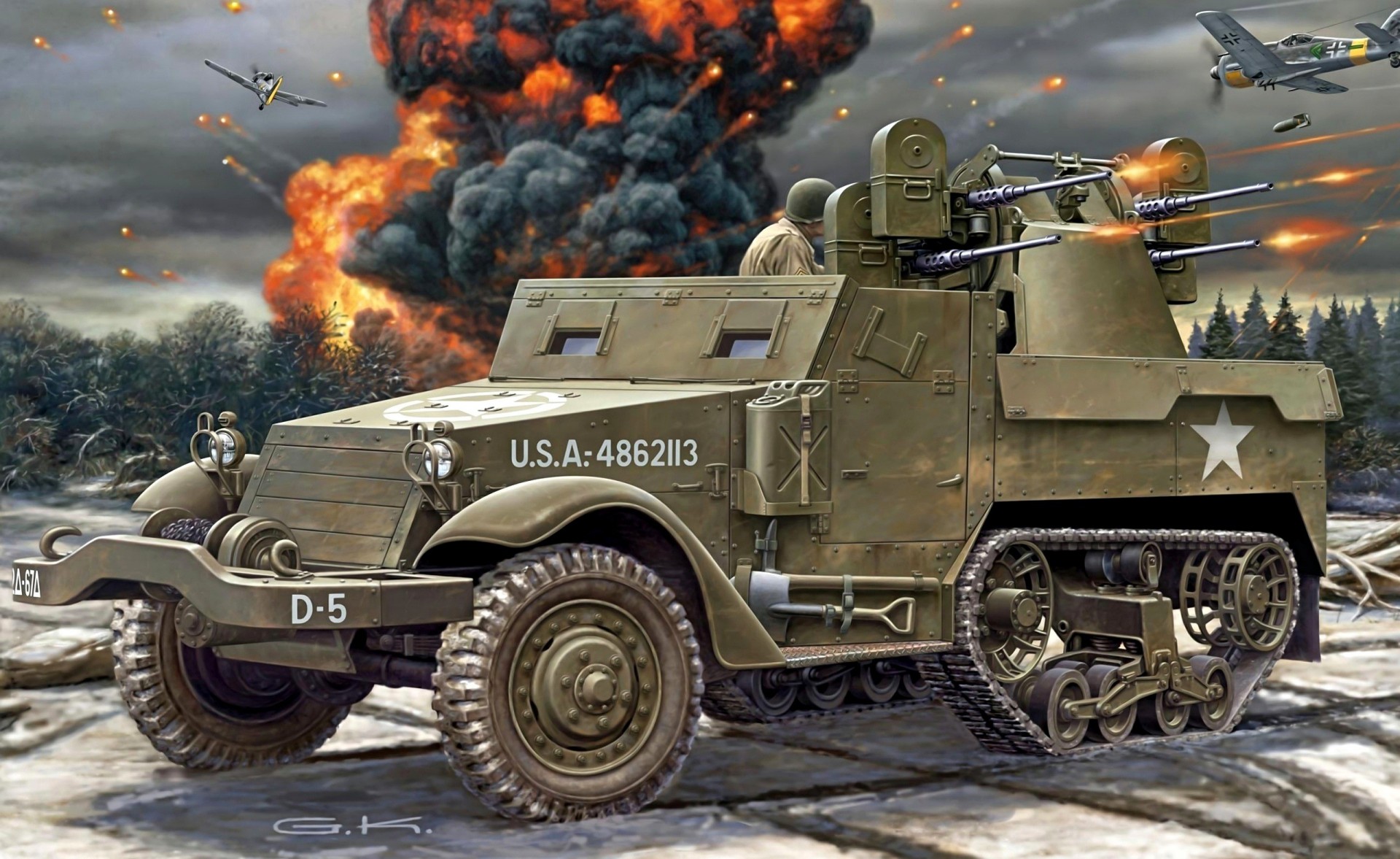 hootout art planes half-track break m16 machine guns airliner browning machine guns american ww2 m3 picture carrier