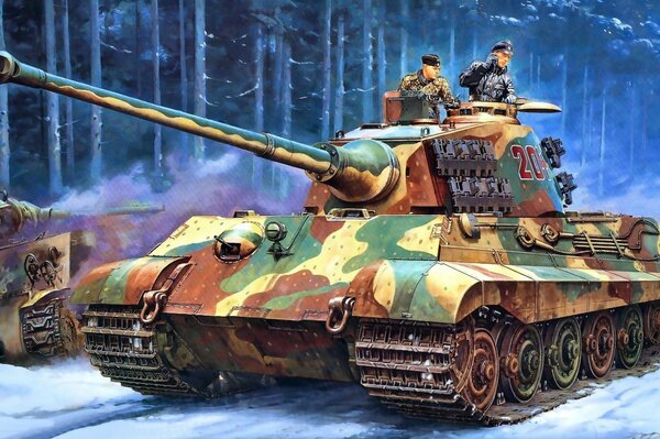 Arte del tanque en el color de camuflaje militar