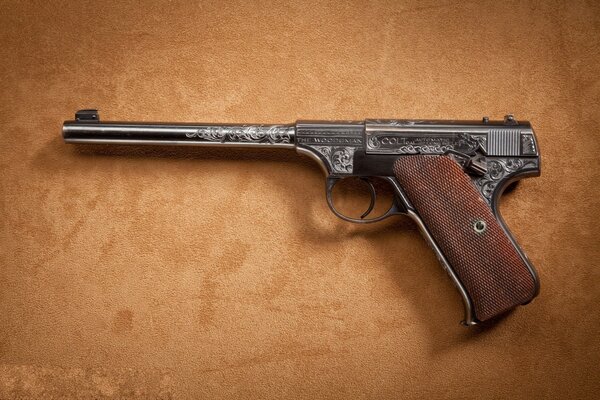 Beau Pistolet sur fond brun