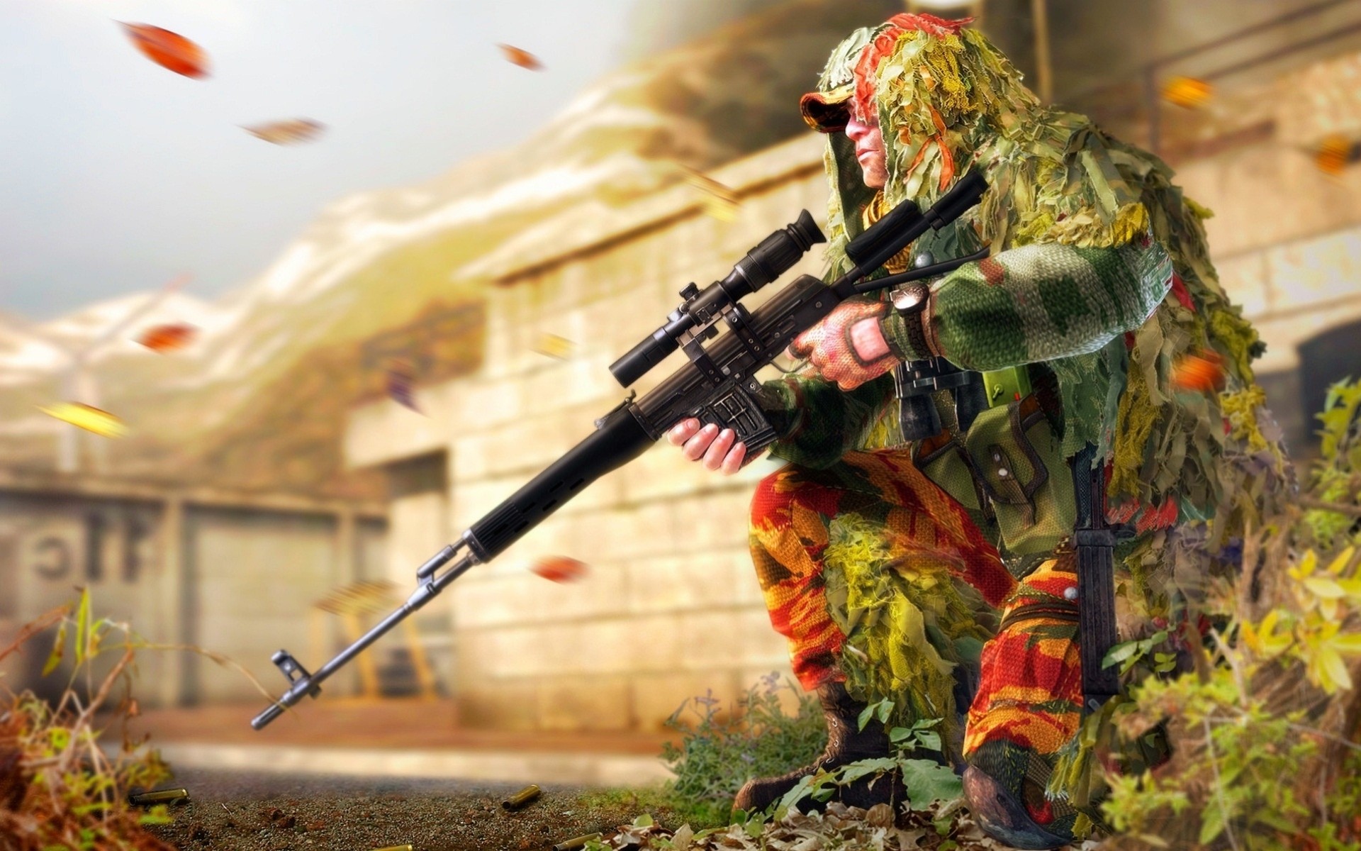 camouflage art coat men sniper