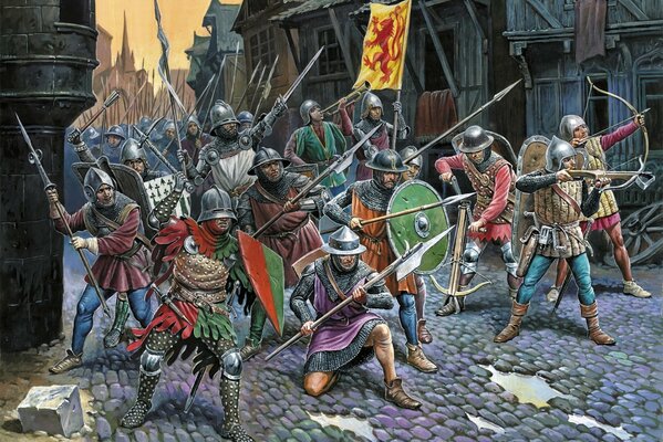 Image of male warriors in medieval times