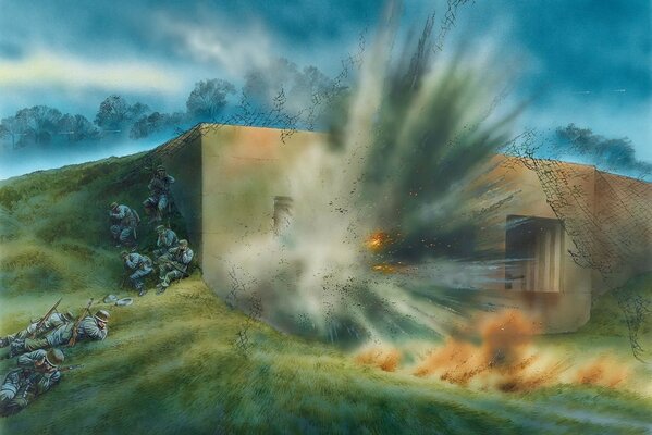 Drawing of the explosion of a fortified point