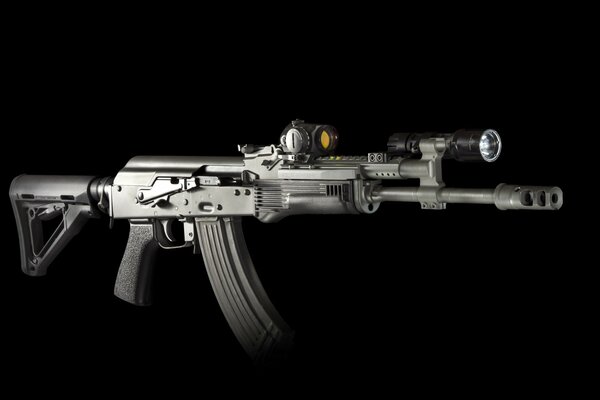 Kalashnikov assault rifle on a black background