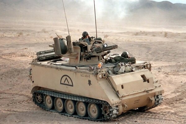 US armored personnel carrier at a military base