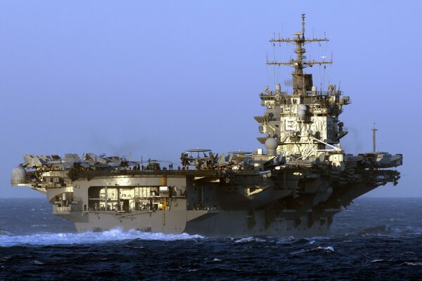 Aircraft carrier in a calm sea