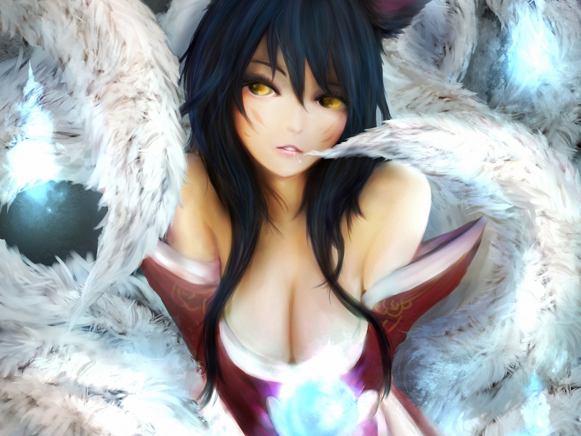 league of legends ahri schwänze mädchen ball