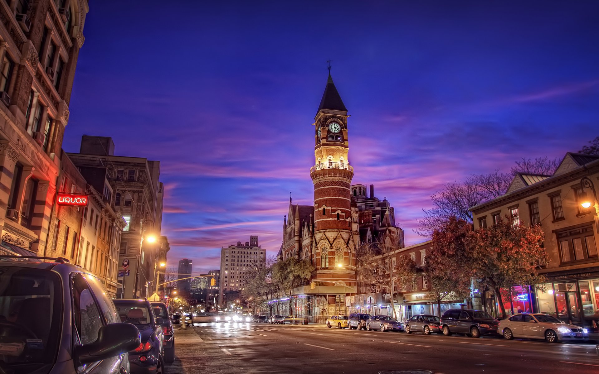 6 ave e 9 st jefferson market villaggio new york stati uniti d america notte