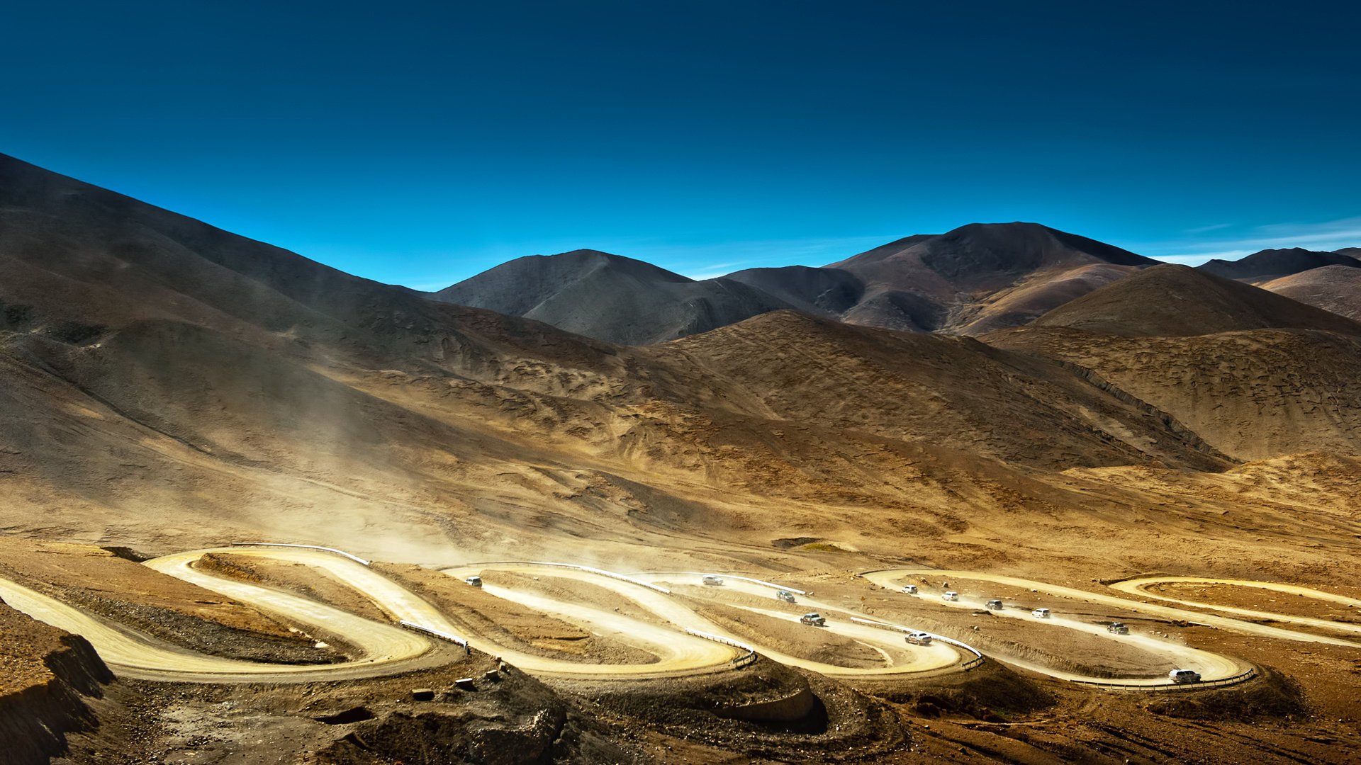 chine tibet tibet route poussière montagnes china machines