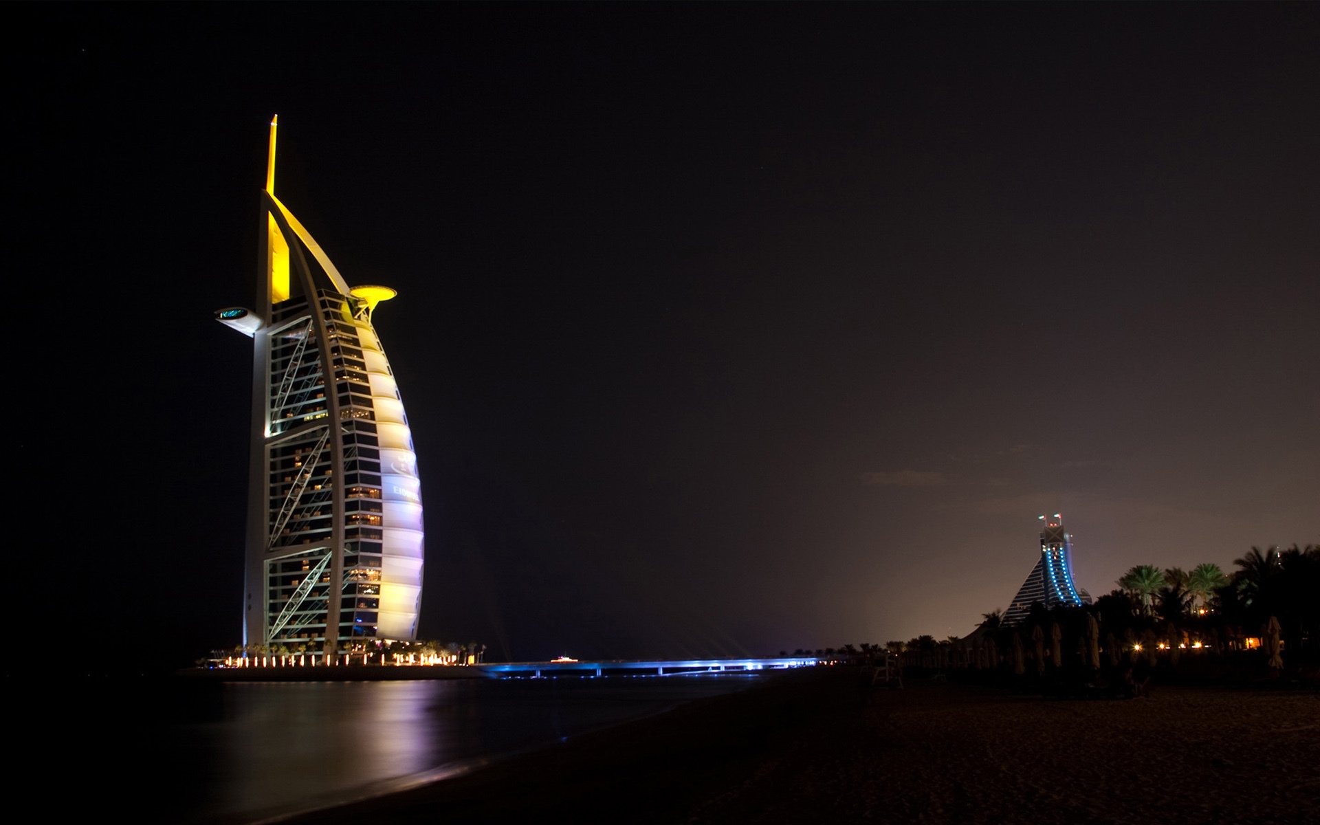 dubai burj al arab vereinigte arabische emirate jumeirah beach hotel nacht licht