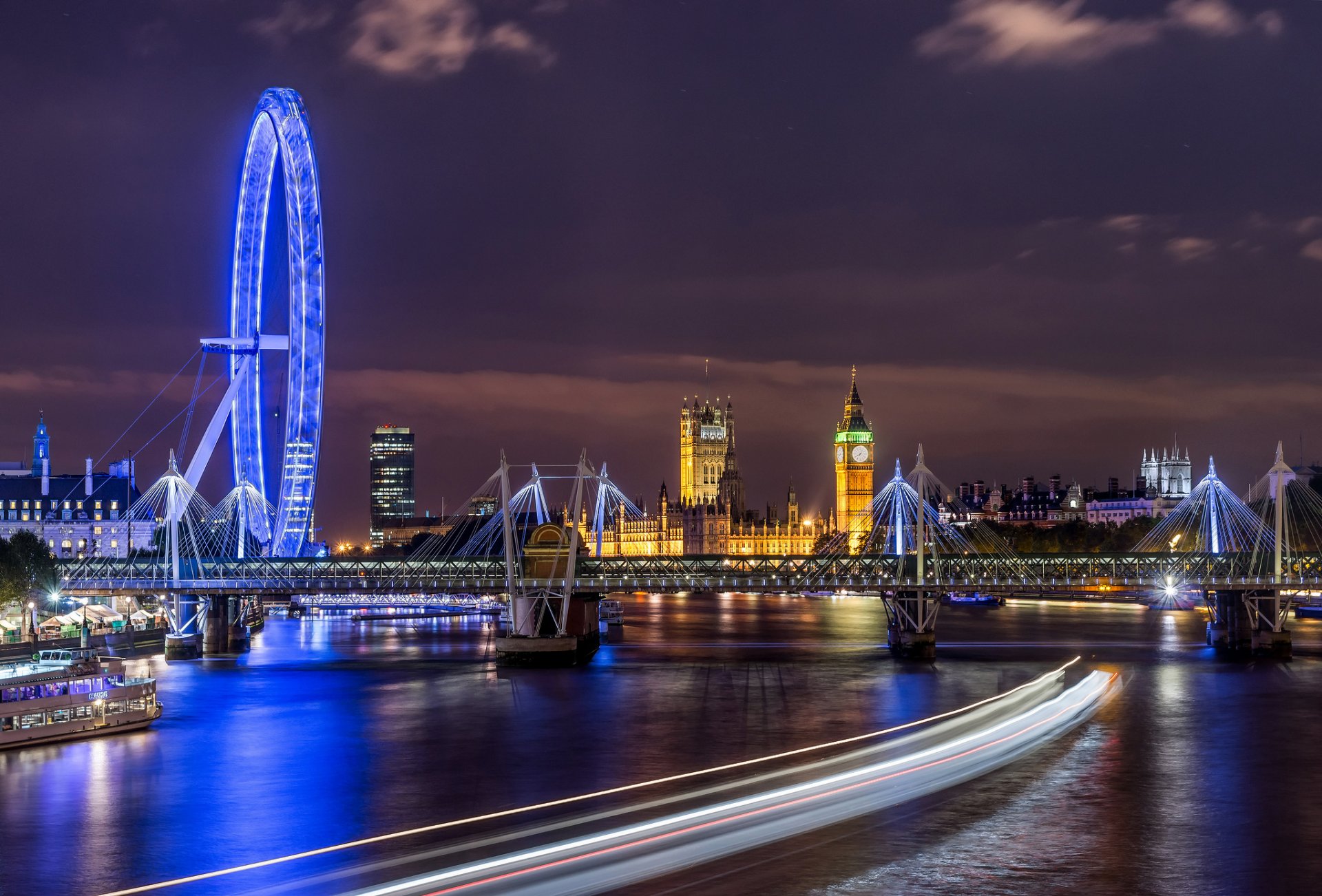 ciudad inglaterra londres noche támesis río luces