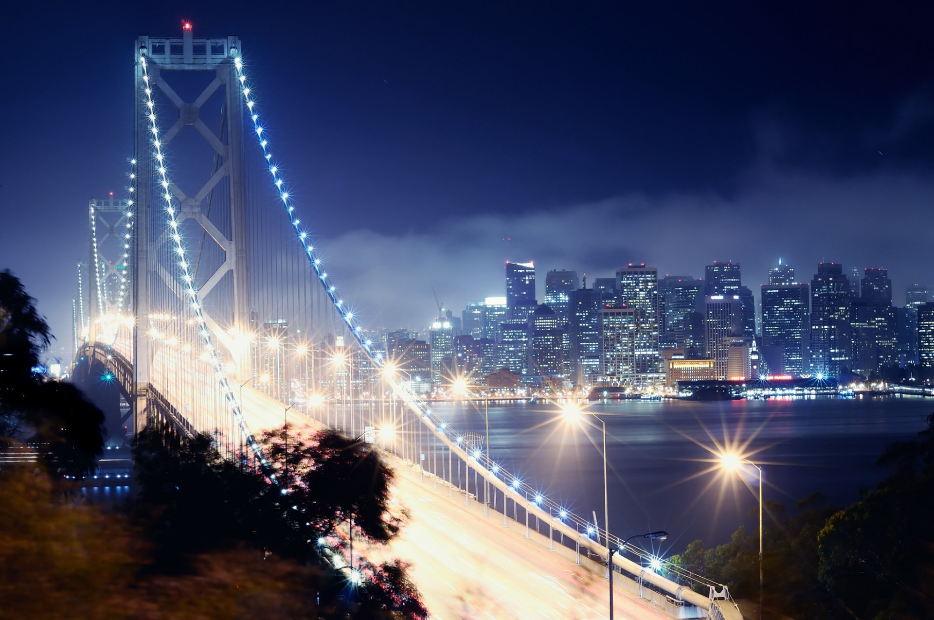 san francisco california notte bay bridge