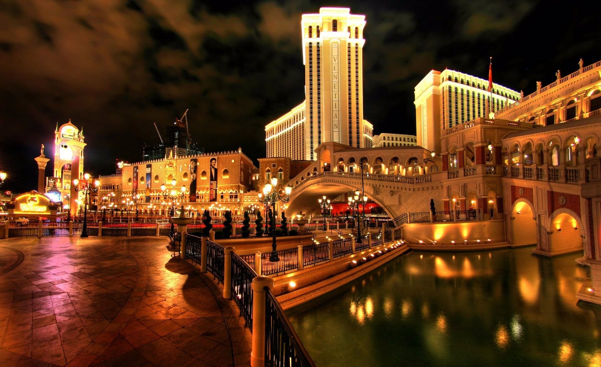 città las vegas hotel venezia ponte bello luminoso notte luci bruciare riflessione acqua las vegas