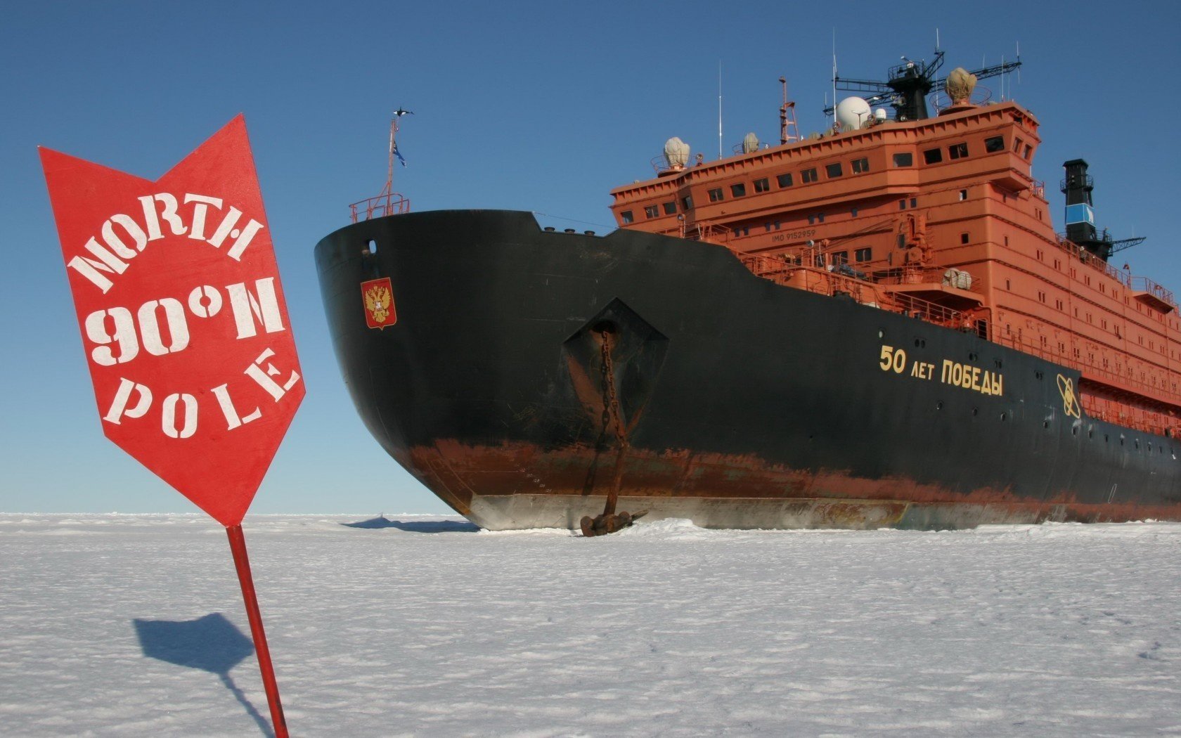 ky anchor ice north pole icebreaker view ship mark sea