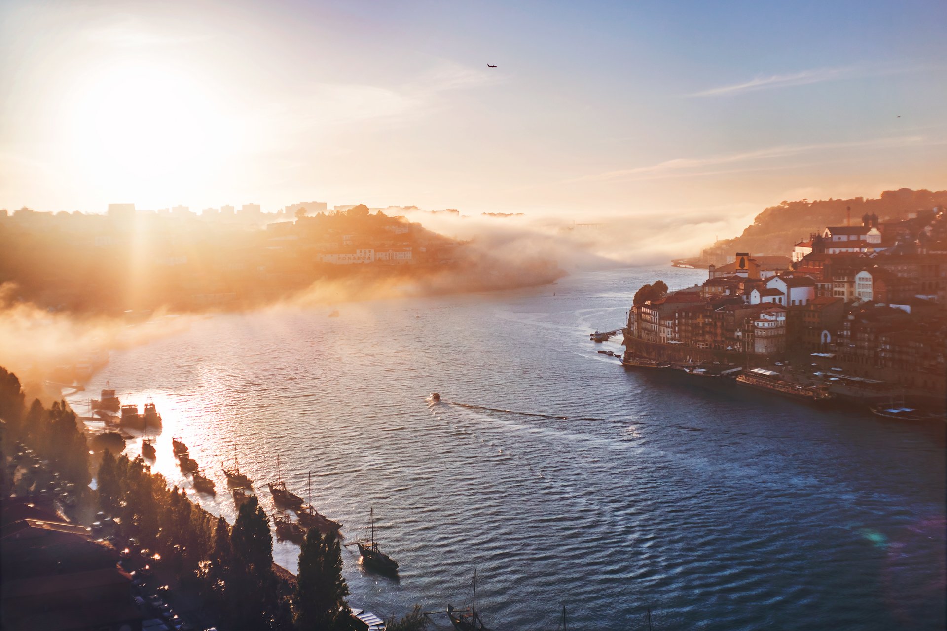 porto portugal morning river fog