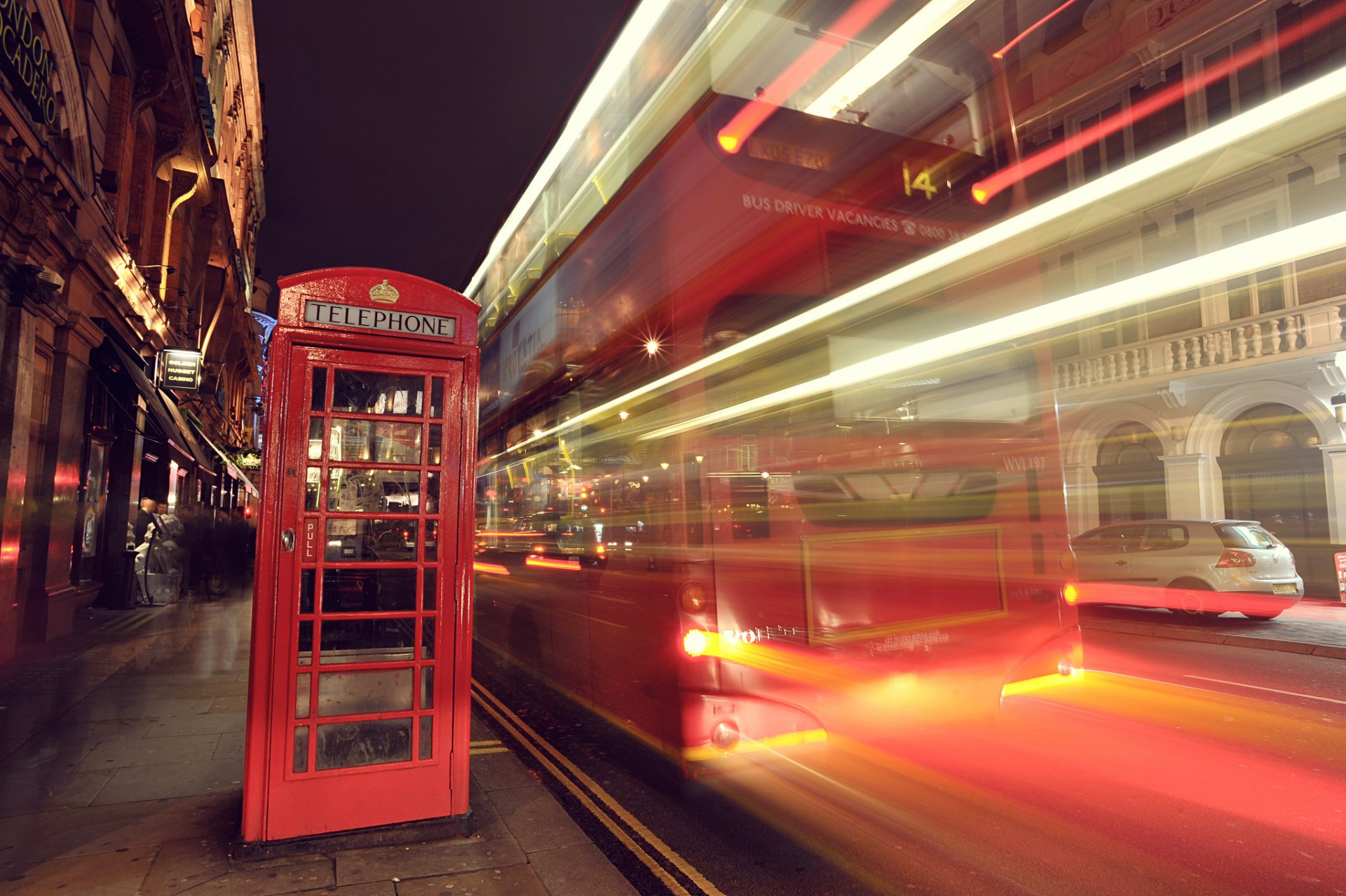 città londra inghilterra notte via telphone luce luci esposizione