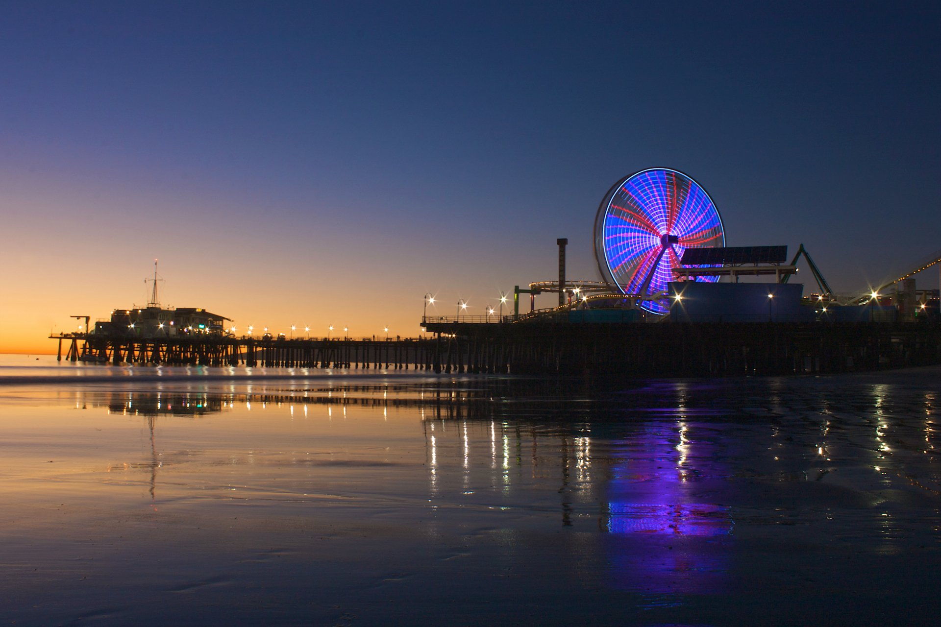 états-unis californie los angeles santa monica ville côte océan soirée coucher de soleil santa monica