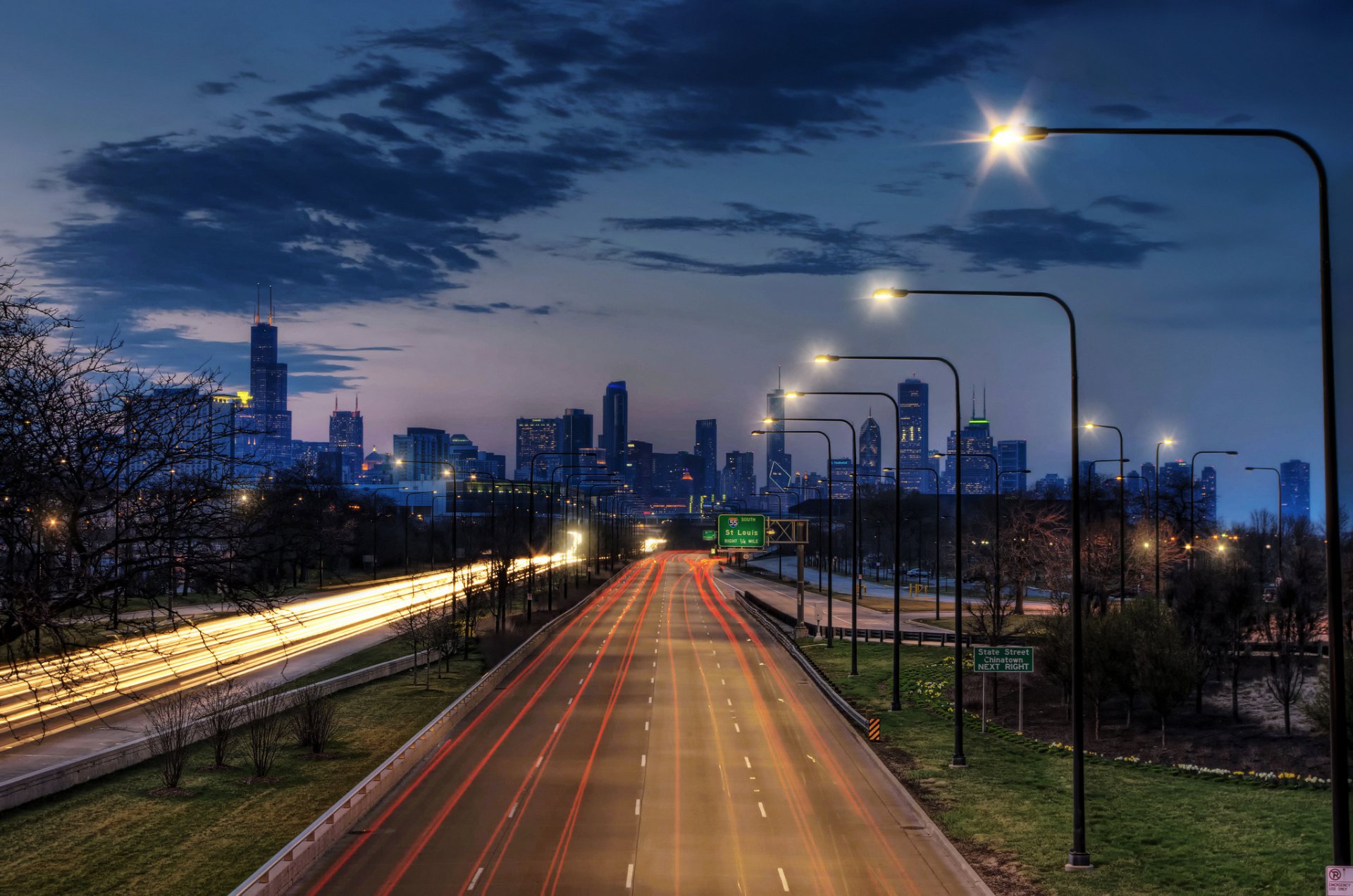 stadt chicago 31. straße nacht abend lichter belichtung