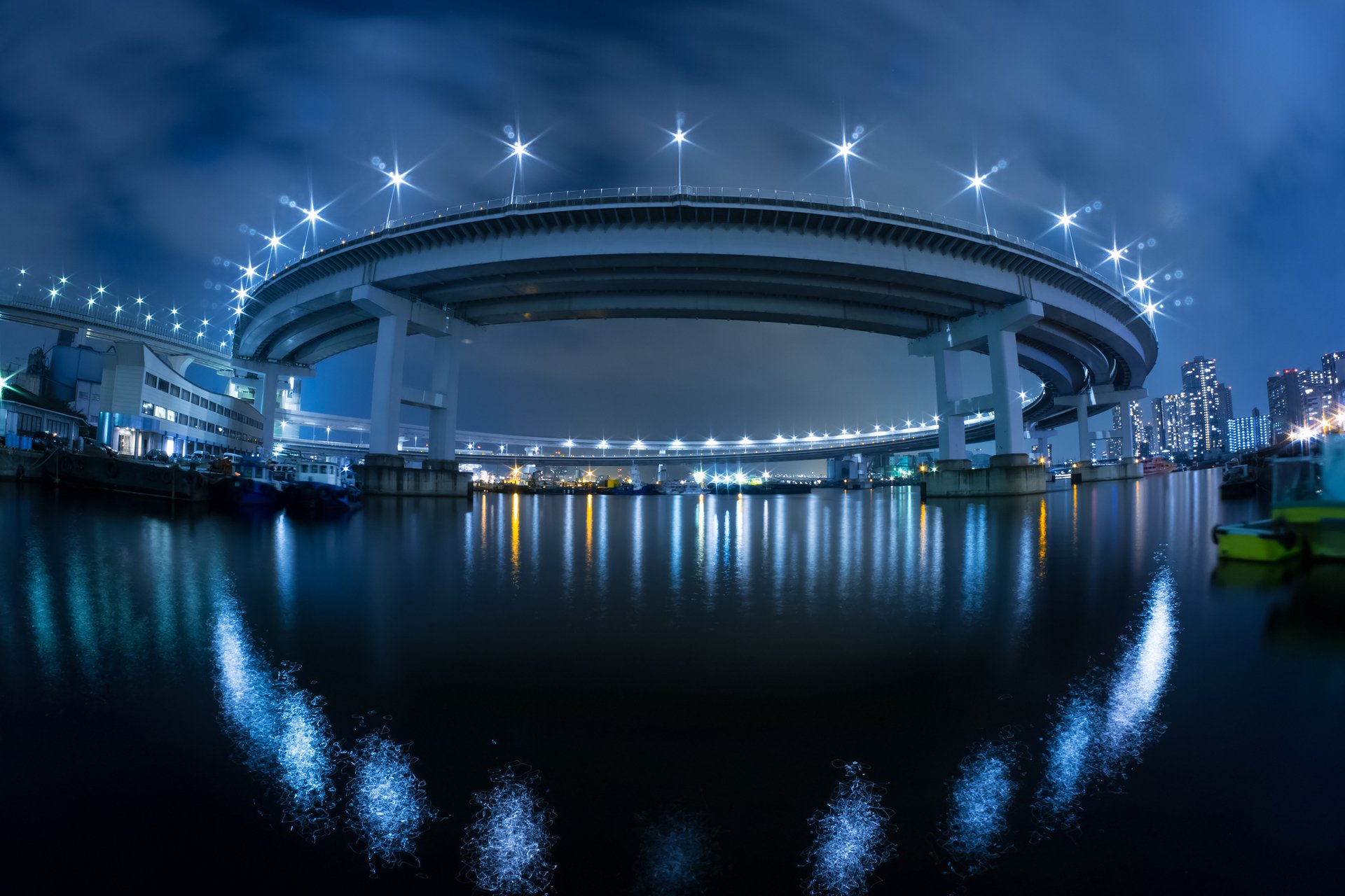 ville japon pont lumières nuit