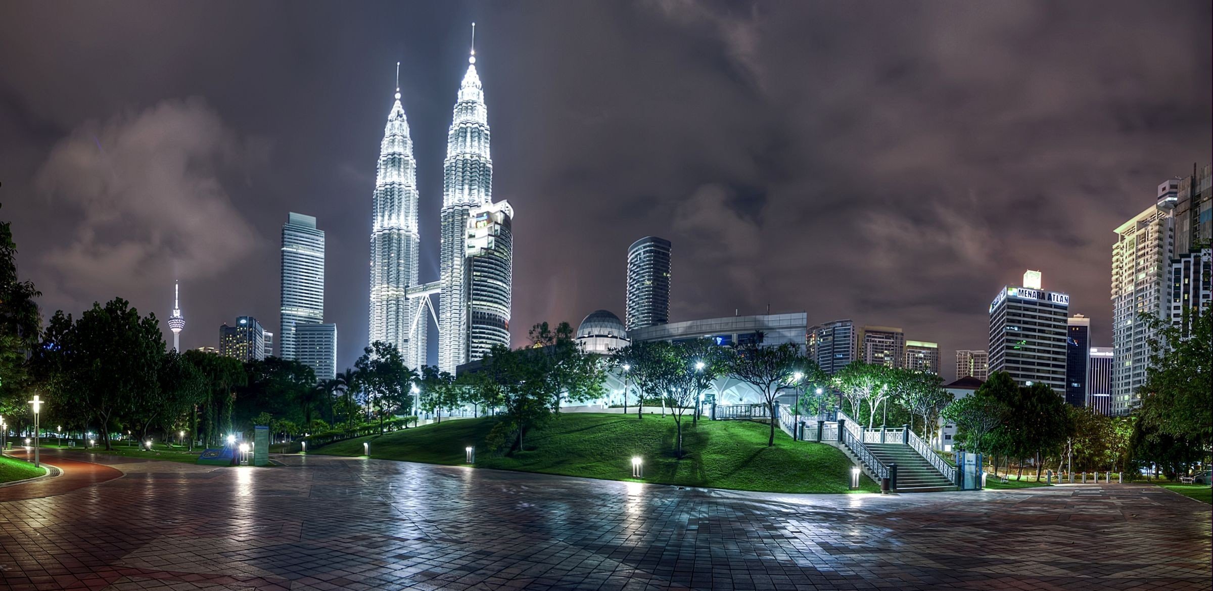 kuala lumpur capital malasia estado ciudad país paisaje edificios rascacielos noche noche luz luces