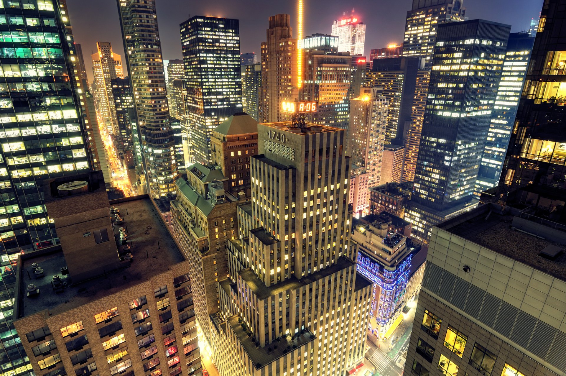 new york city night midtown manhattan at night wallpaper