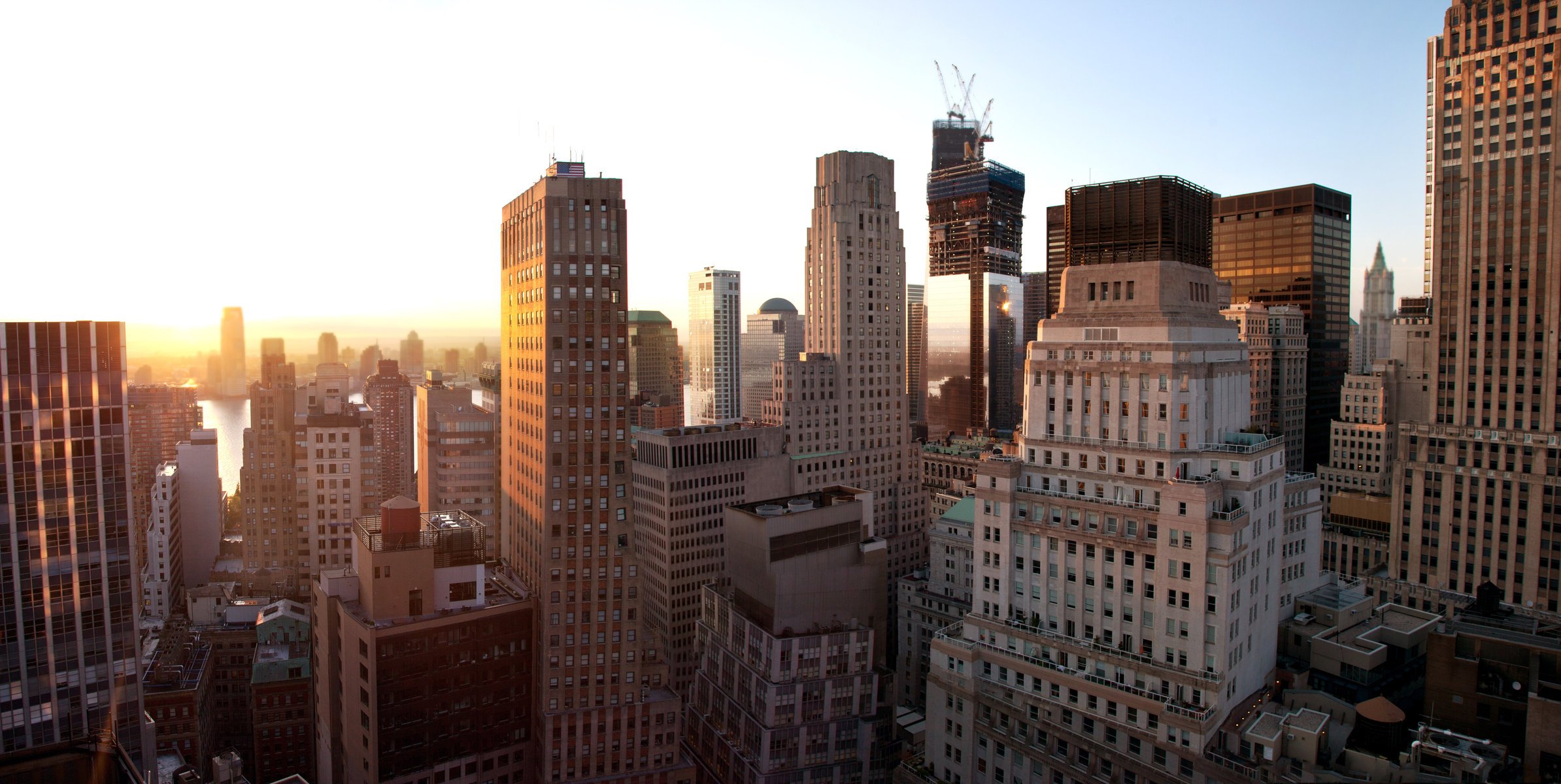 lower manhattan stati uniti d america new york tramonto