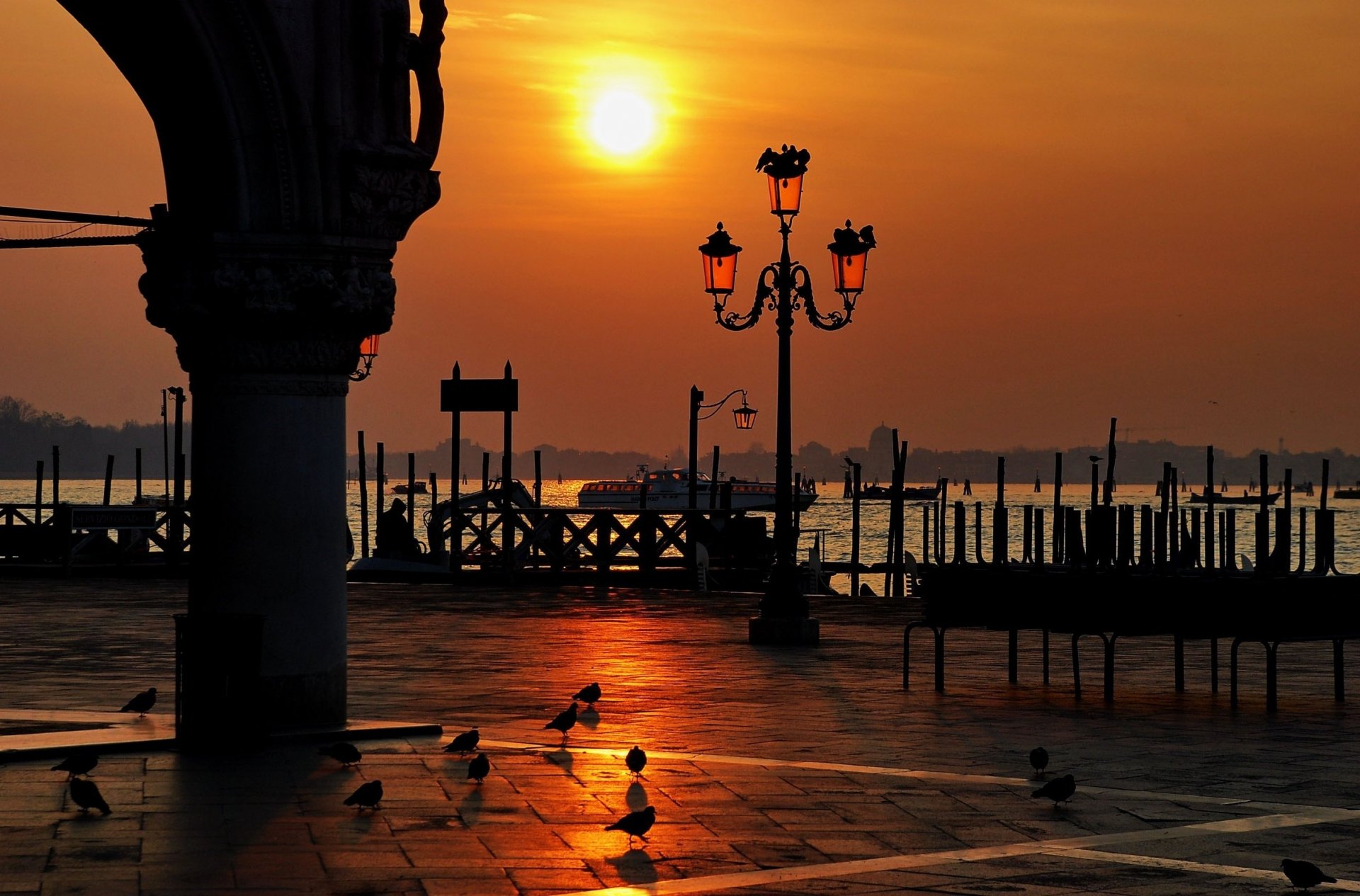 italy venice piazza san marco ducal palace sunset vonar water