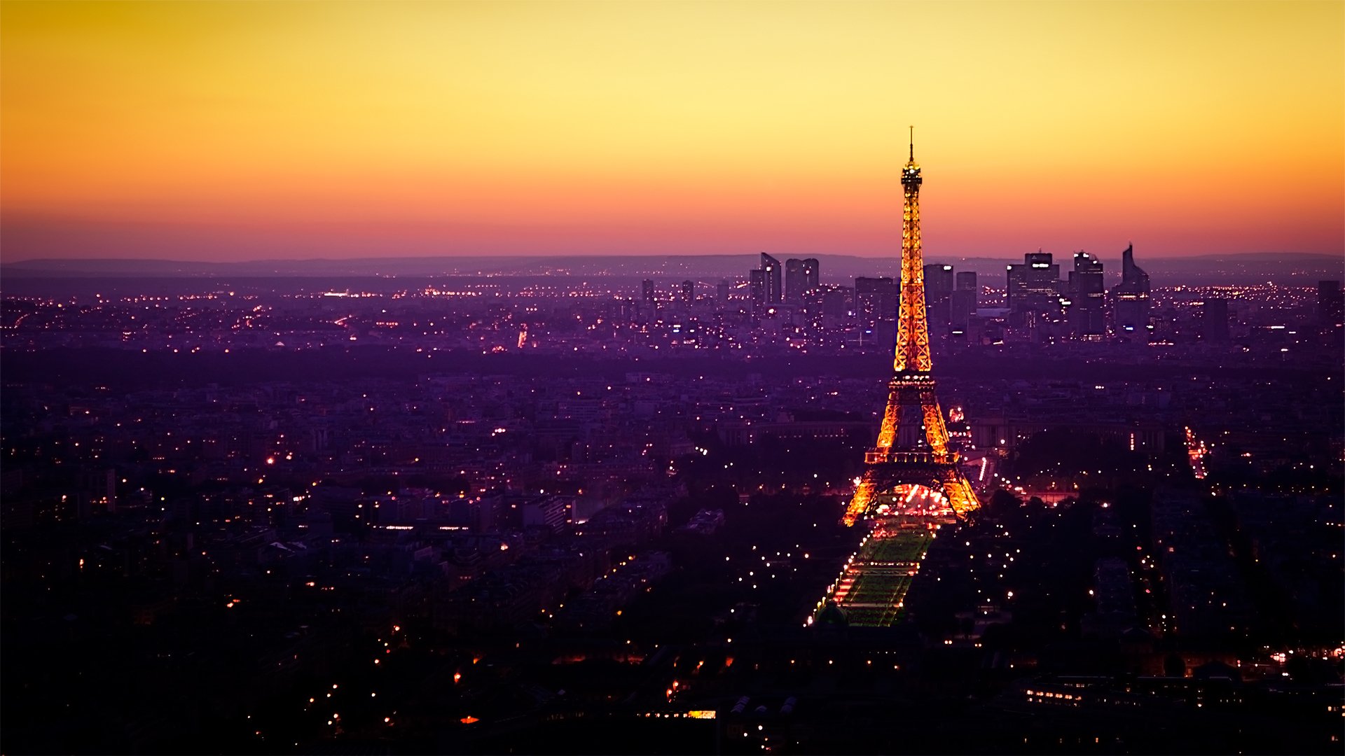 parís francia torre eiffel crepúsculo luces