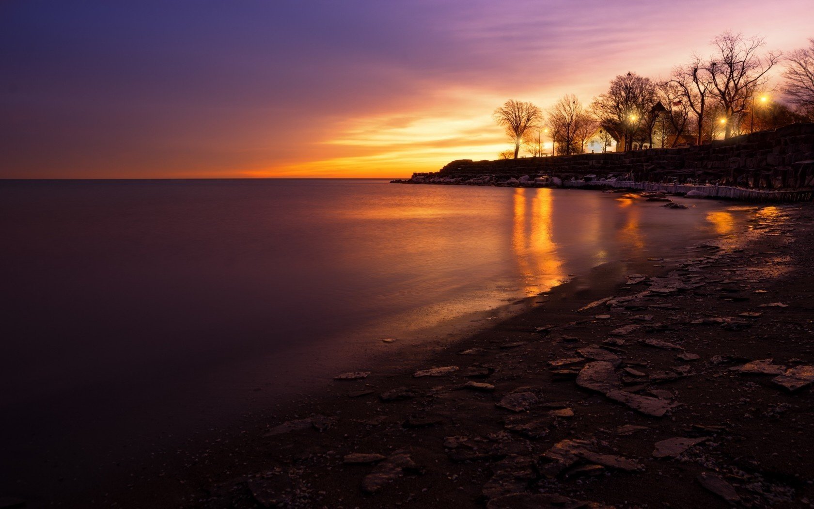 paysage lac nuit