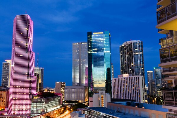 Lights of the big city, high-rise buildings