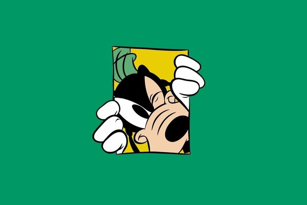 Goofy intenta salir del fondo verde