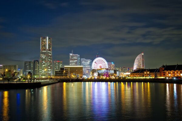 Japón en el resplandor nocturno de las luces