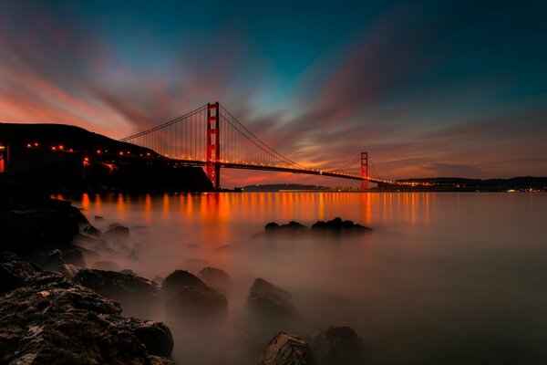 California s Golden Bridge at sunset