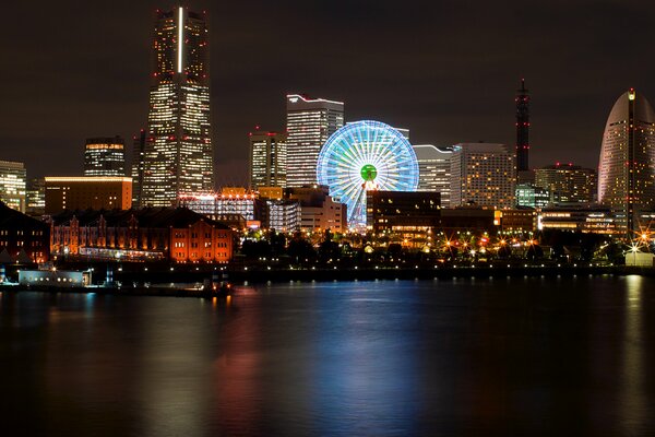 Japan Metropole Nacht Riesenrad