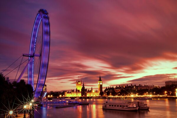 The Ferris Wheel of evening London